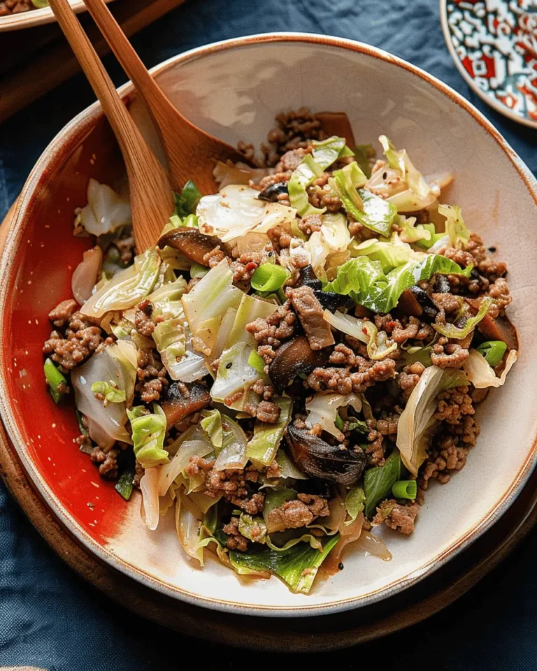Chinese ground beef and cabbage stir fry
