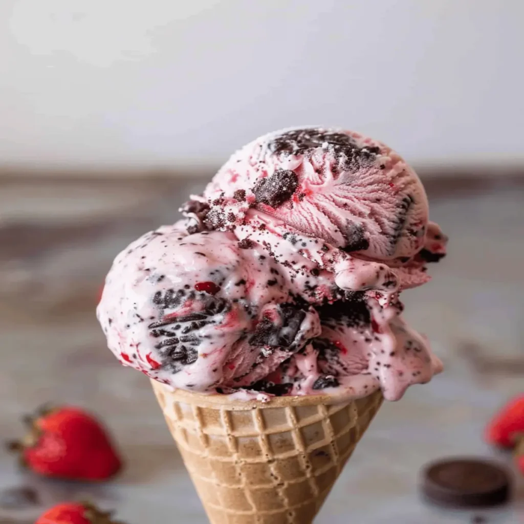 No Churn Strawberry Oreo Ice Cream.