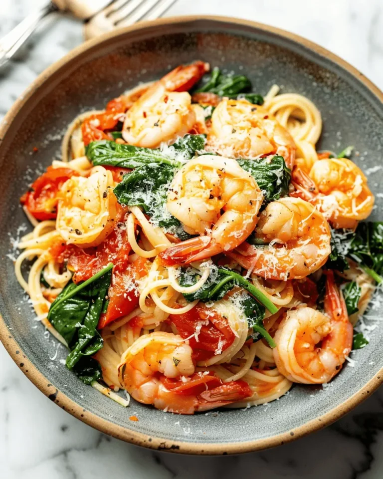 Tomato Spinach Shrimp Pasta
