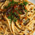 Caramelized Onion Pasta with Chilli Oil