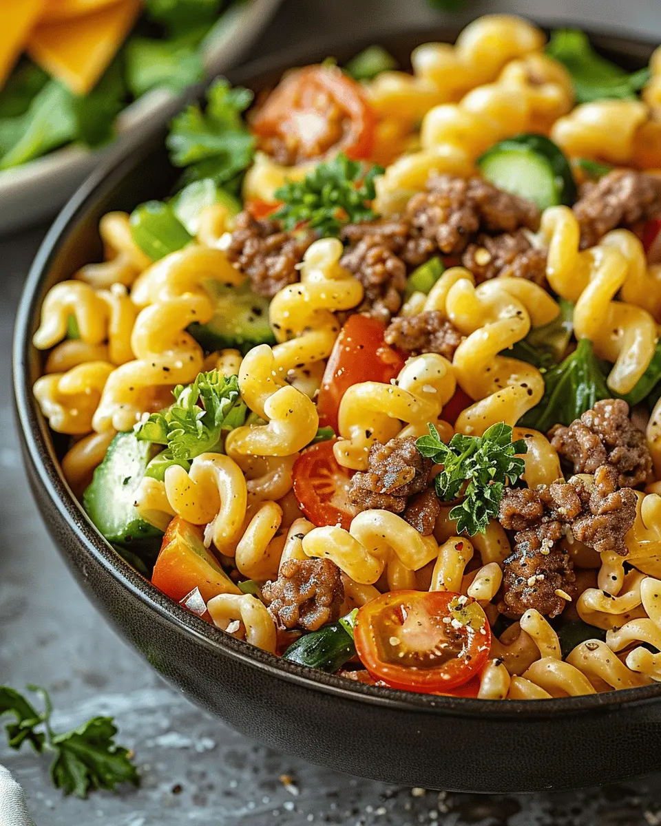 Big Mac Pasta Salad: Easy Twist with Turkey Bacon and Chicken Ham