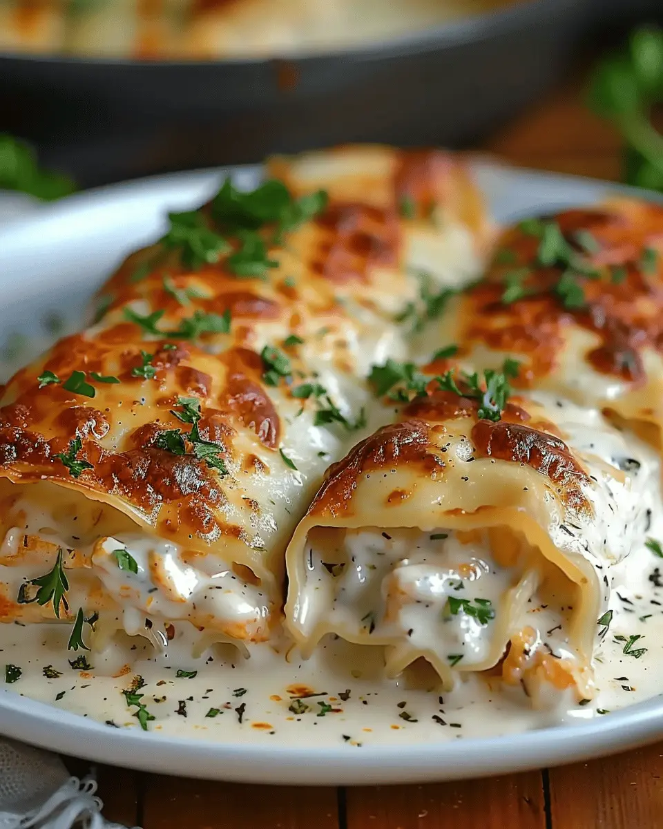 Chicken Alfredo Lasagna Rolls