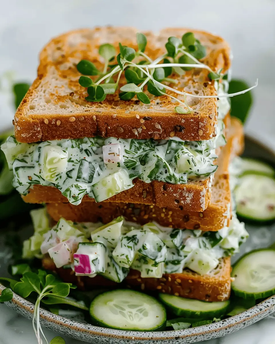Easy Cucumber Salad Sandwiches with Turkey Bacon and Chicken Ham