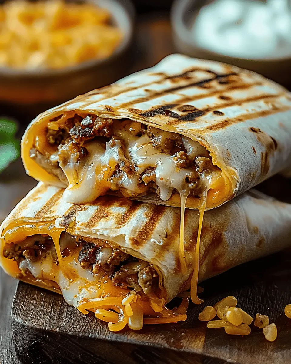 Easy Grilled Cheese Burrito with Turkey Bacon and Chicken Ham Delight