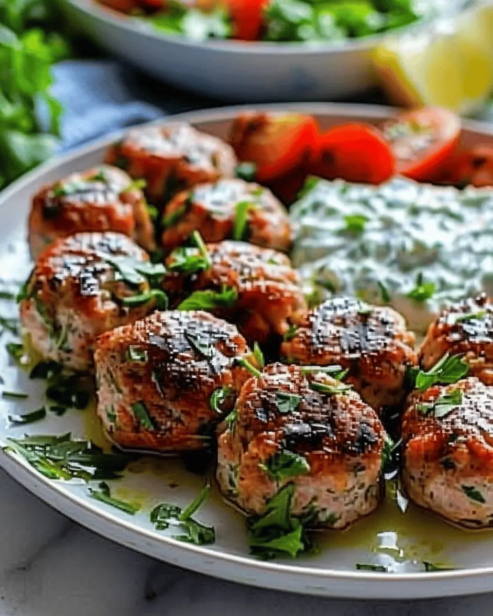 Greek Turkey Meatballs with Tzatziki