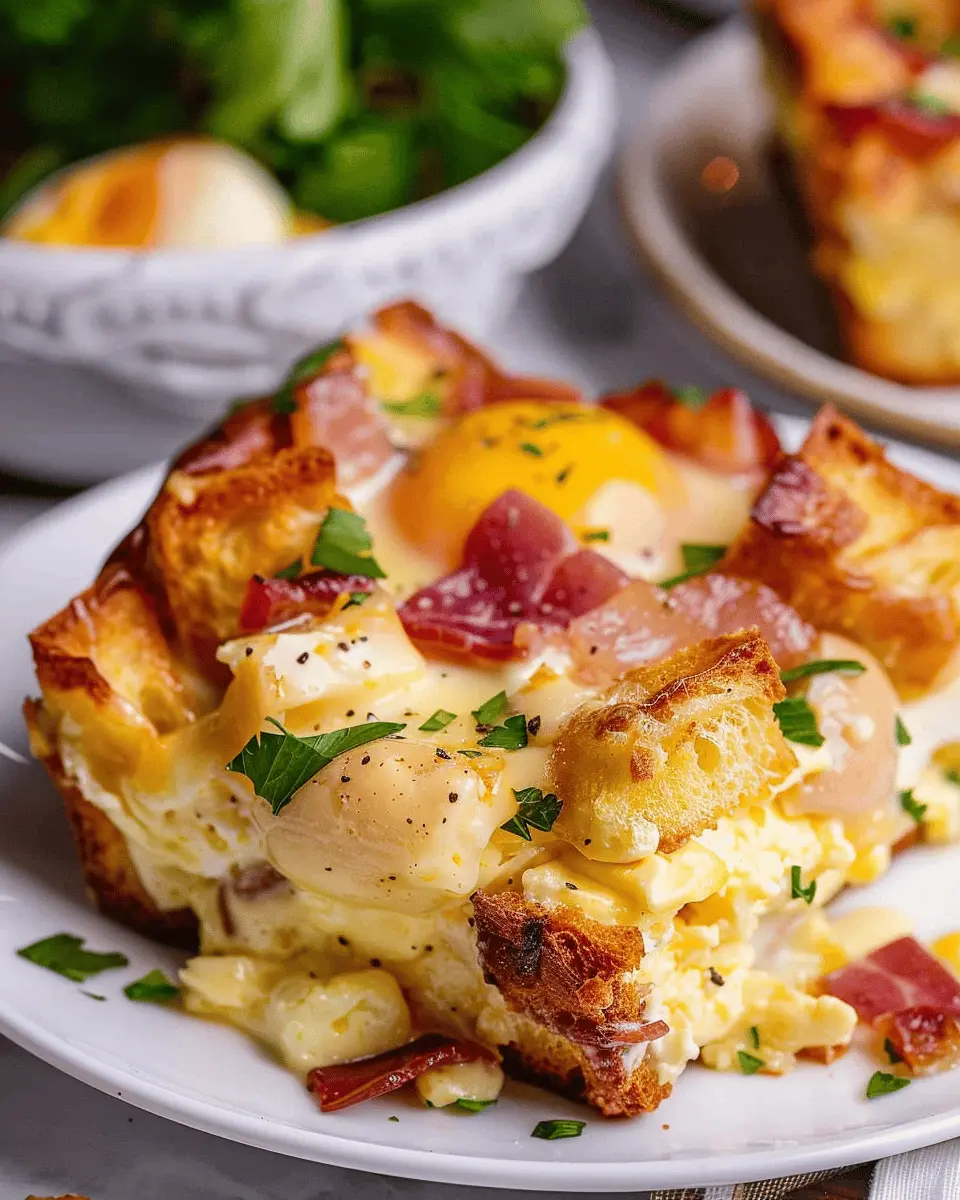 Eggs Benedict Casserole Recipe: Easy Overnight Delight with Turkey Bacon and Chicken Ham