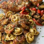 Parmesan Garlic Chicken with Tortellini and Veggies