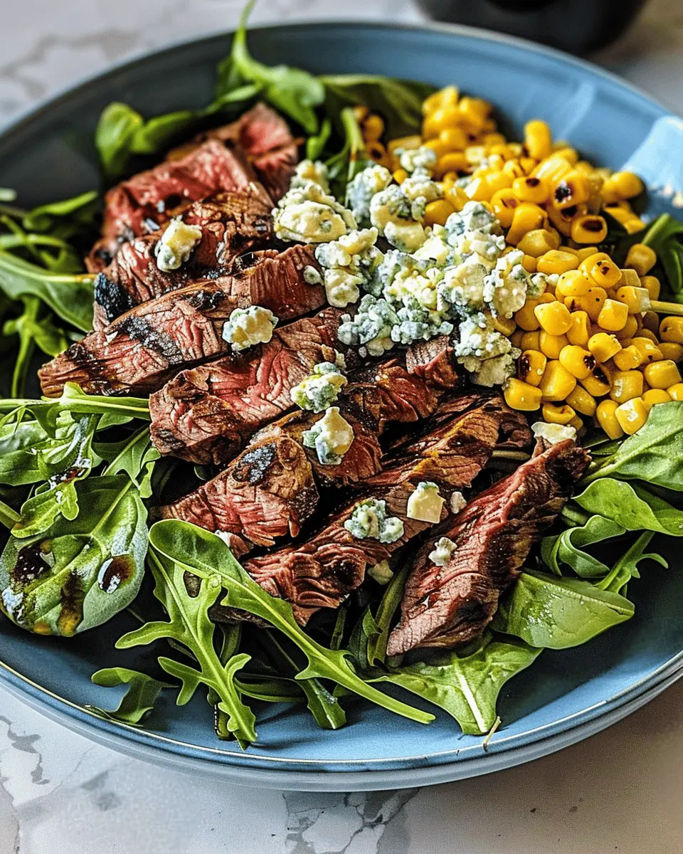 Grilled Balsamic Steak Salad: Juicy Gorgonzola & Corn Delight