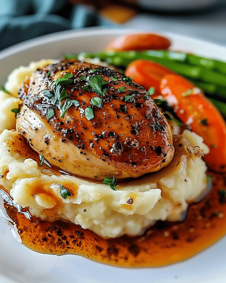 Garlic Herb Chicken: Juicy Recipe with Mashed Potatoes & Glazed Carrots