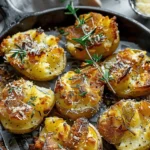 Baked Smashed Potatoes With Garlic & Parmesan