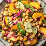 Chickpea Peach Salad with Honey Lime Dressing