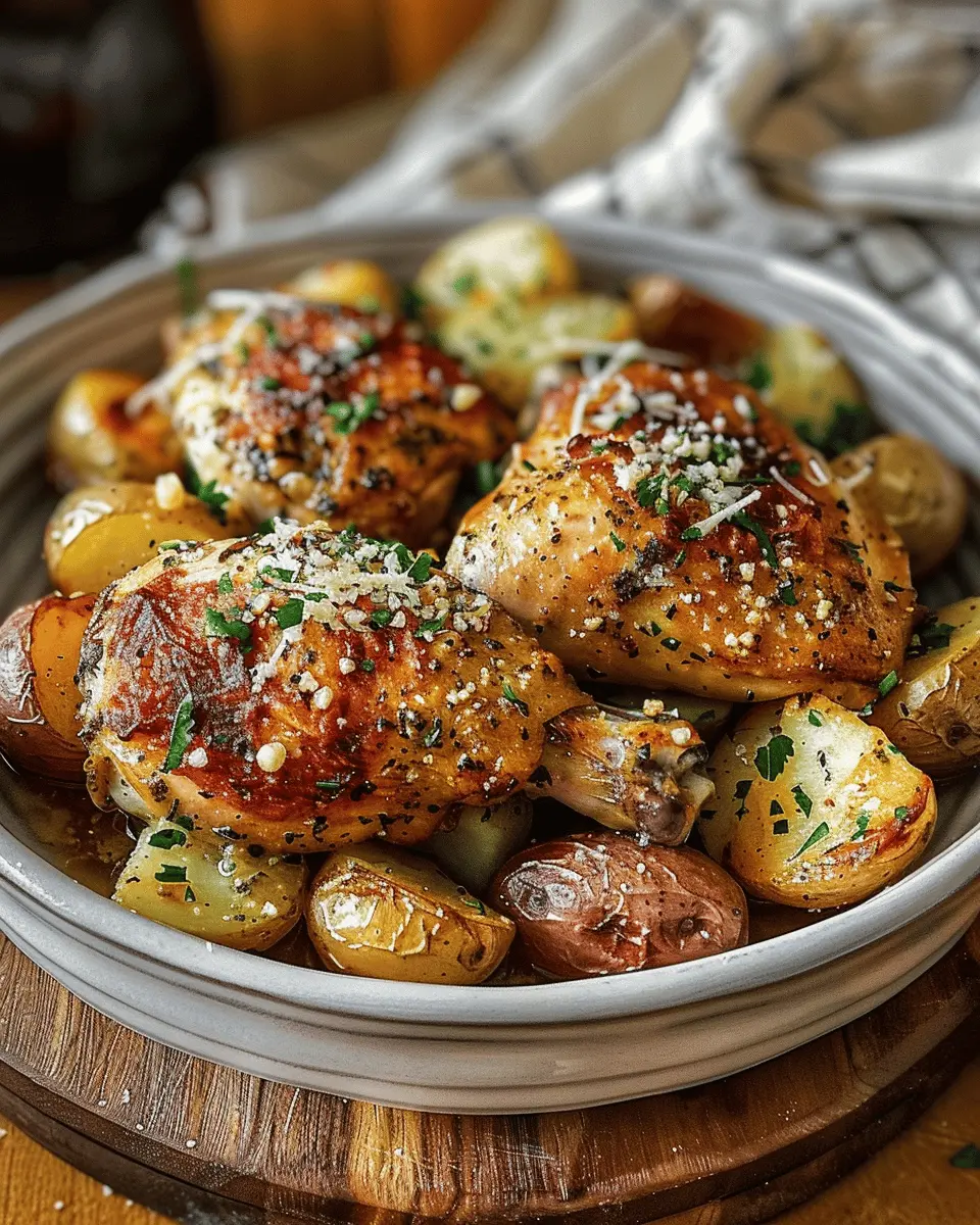 Slow Cooker Parmesan Garlic Chicken and Potatoes