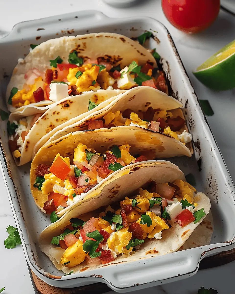 Tasty Baked Breakfast Tacos with Turkey Bacon and Chicken Ham