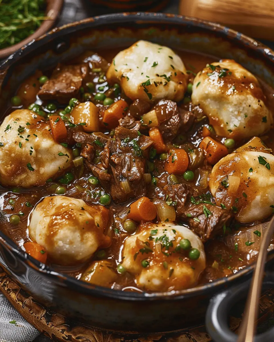 Tasty Beef Stew and Dumplings