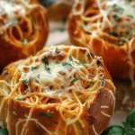 Spaghetti Garlic Bread Bowls