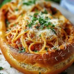 Spaghetti Garlic Bread Bowls