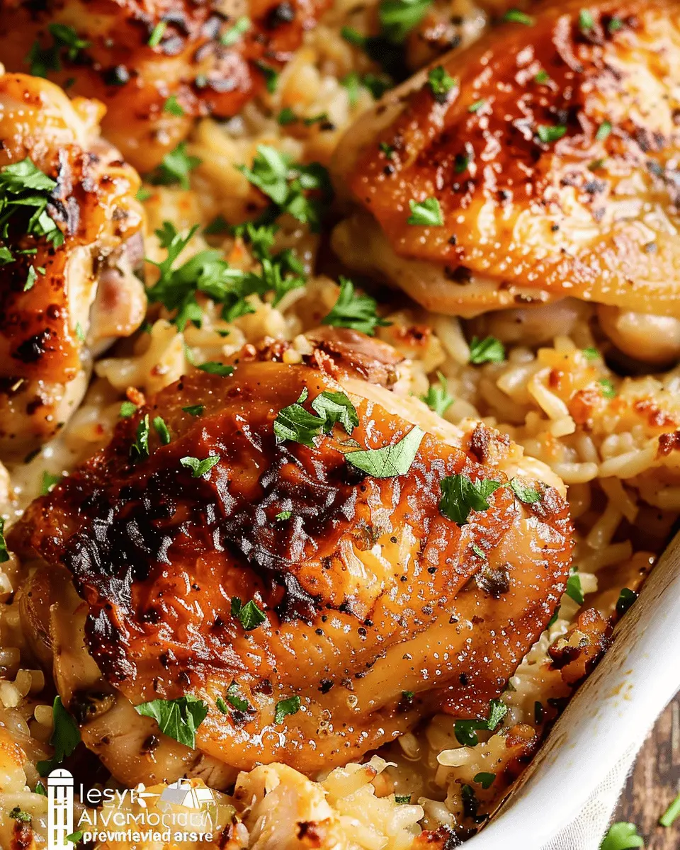 Easy Chicken Thighs and Rice Casserole Recipe with Turkey Bacon Delight