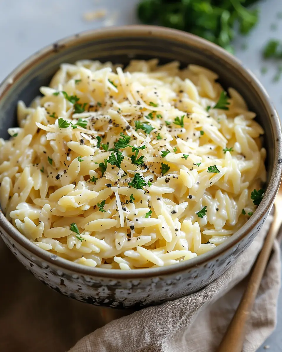 Creamy Garlic Parmesan Orzo