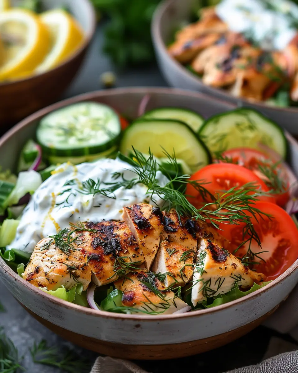 Greek Chicken Bowls with Lemon-Dill Yogurt Sauce