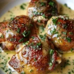 Bobby Flay Chicken Thighs with Creamy Garlic Sauce