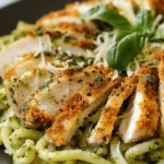 Pesto Pasta with Crispy Parmesan Chicken
